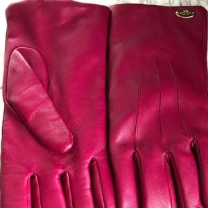 COACH Pink Leather Gloves